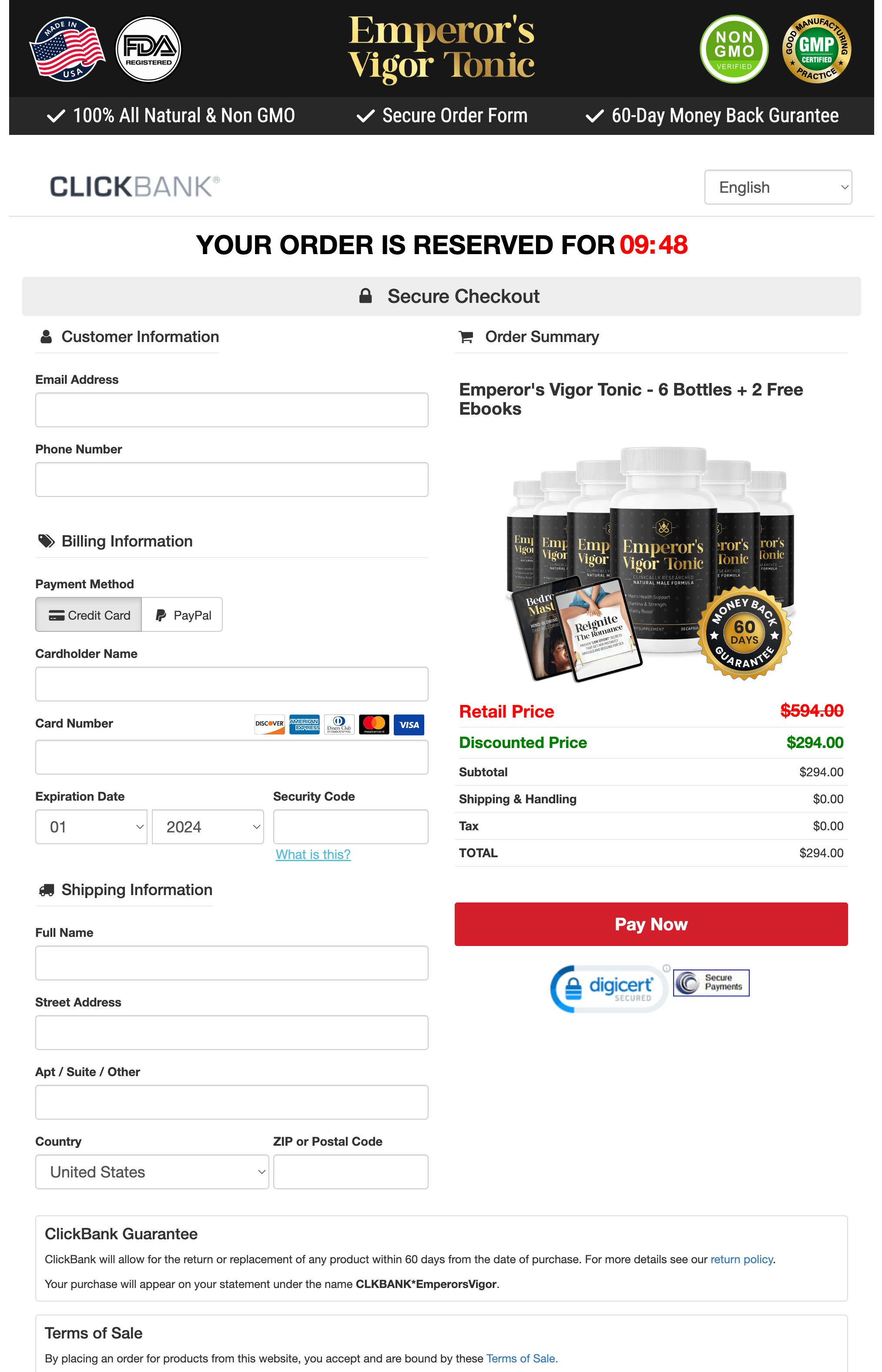 Emperor’s Vigor Tonic - Order Page